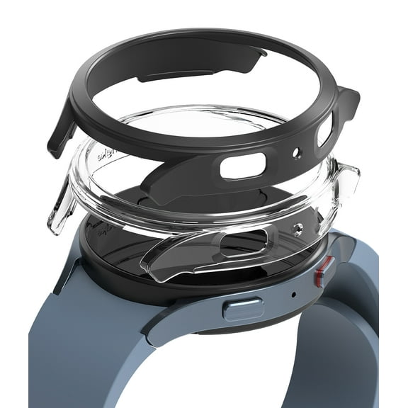 Ringke Slim Case [2 Pack] Compatible with Samsung Galaxy Watch 5 44mm, Watch5 Bezel [Frame Only] Premium PC Hard Thin Cover - Clear & Matte Black