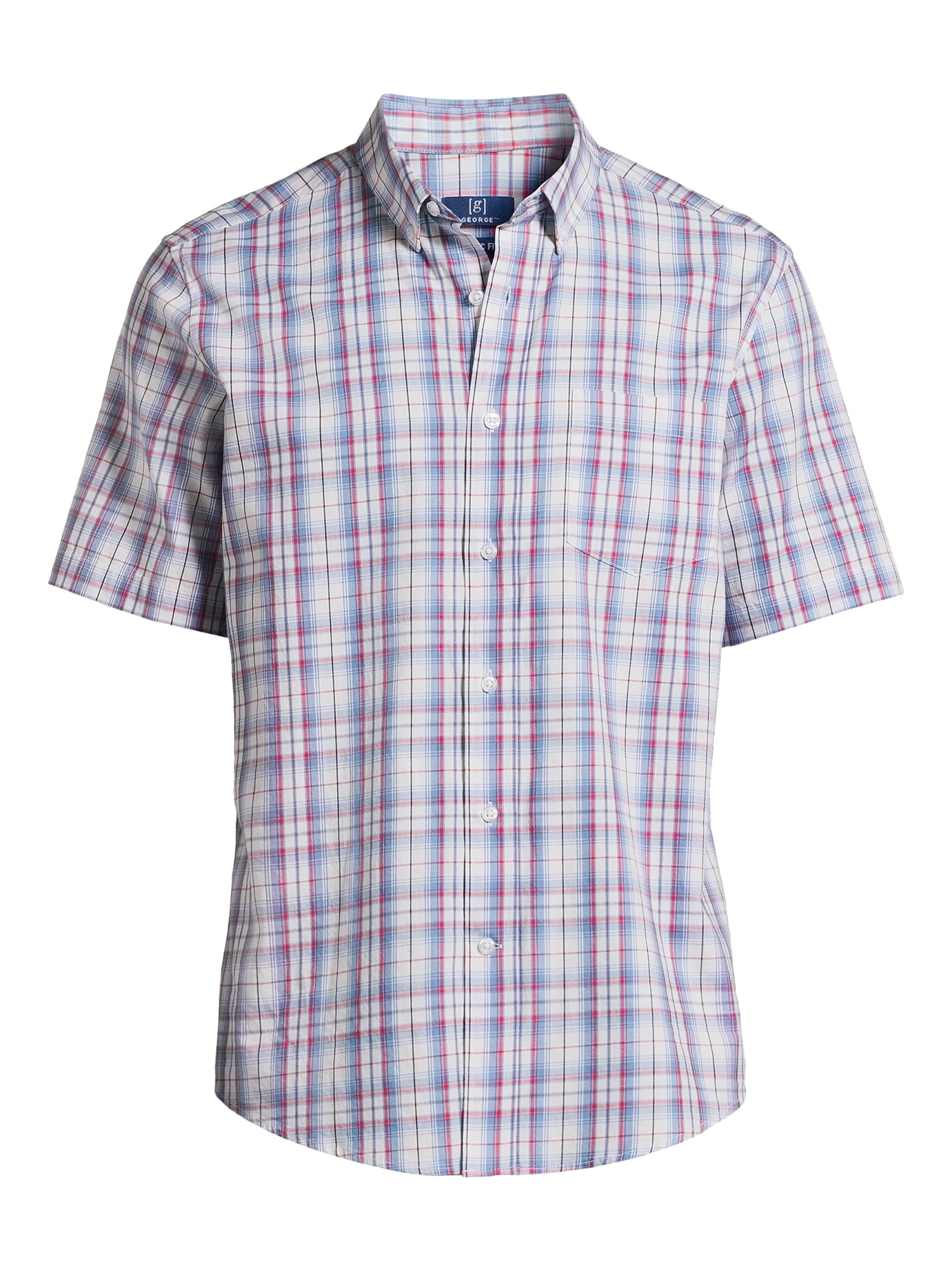 George Men's & Big Men's Short Sleeve Poplin Button-Up Shirt, Sizes S-3XL