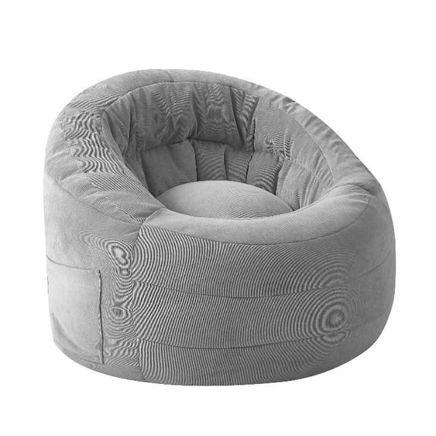 POD by Urban Shop Soft Plush Corduroy Bean Bag Chair with Pocket, Grey