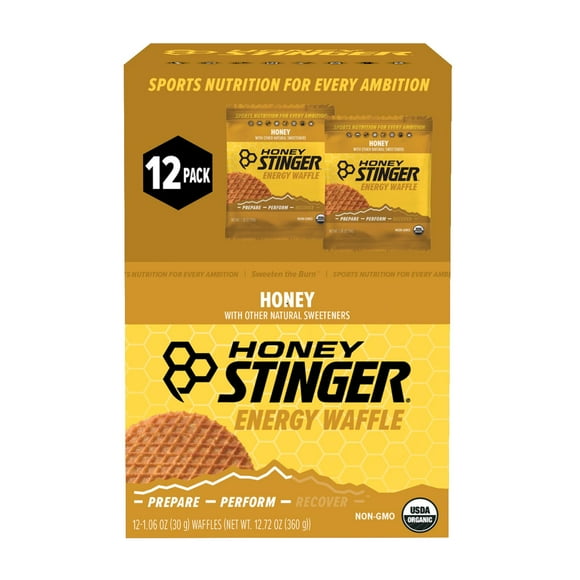 Honey Stinger Organic Energy Waffle, Honey, Caffeine Free Healthy Snack, 1.06 oz., 12 pk.
