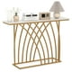 thumbnail image 1 of Costway Mesa de Consola, Mesa de Entrada Moderna, Mesa Larga del Sofá con Tablero de Imitación de Mármol, Estructura Geométrica de Metal Dorado, para Entrada, Sala de Estar, Pasillo, 120 x 30 x 80 cm, 1 of 5