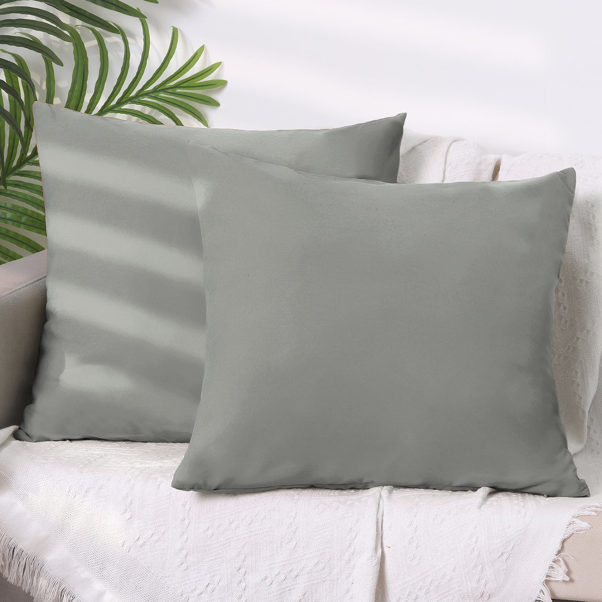 Unique Bargains 4 Pcs Solid Color Pillowcases Hidden Zipper Pillow Covers Gray 20" x 20"