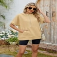 thumbnail image 6 of LYMAYTER Women Hoodies Short Sleeve Loose Oversized Half Zip Casual Sweatshirts with Pockets for S-2XL, 6 of 10