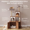 thumbnail image 3 of 2-in-1 Cat Tree with Hidden Litter Box Enclosure, Wooden Cat Tower & Litter Box Cabinet – Scratching Posts, Cat Condo Cave, Storage, Washable Cushion, 3 of 9