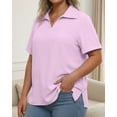 thumbnail image 2 of Oryer Womens Plus Size Tops V Neck Trendy Tunic Polo Casual Shirts Short Sleeve Womens Blouses Summer, 2 of 7