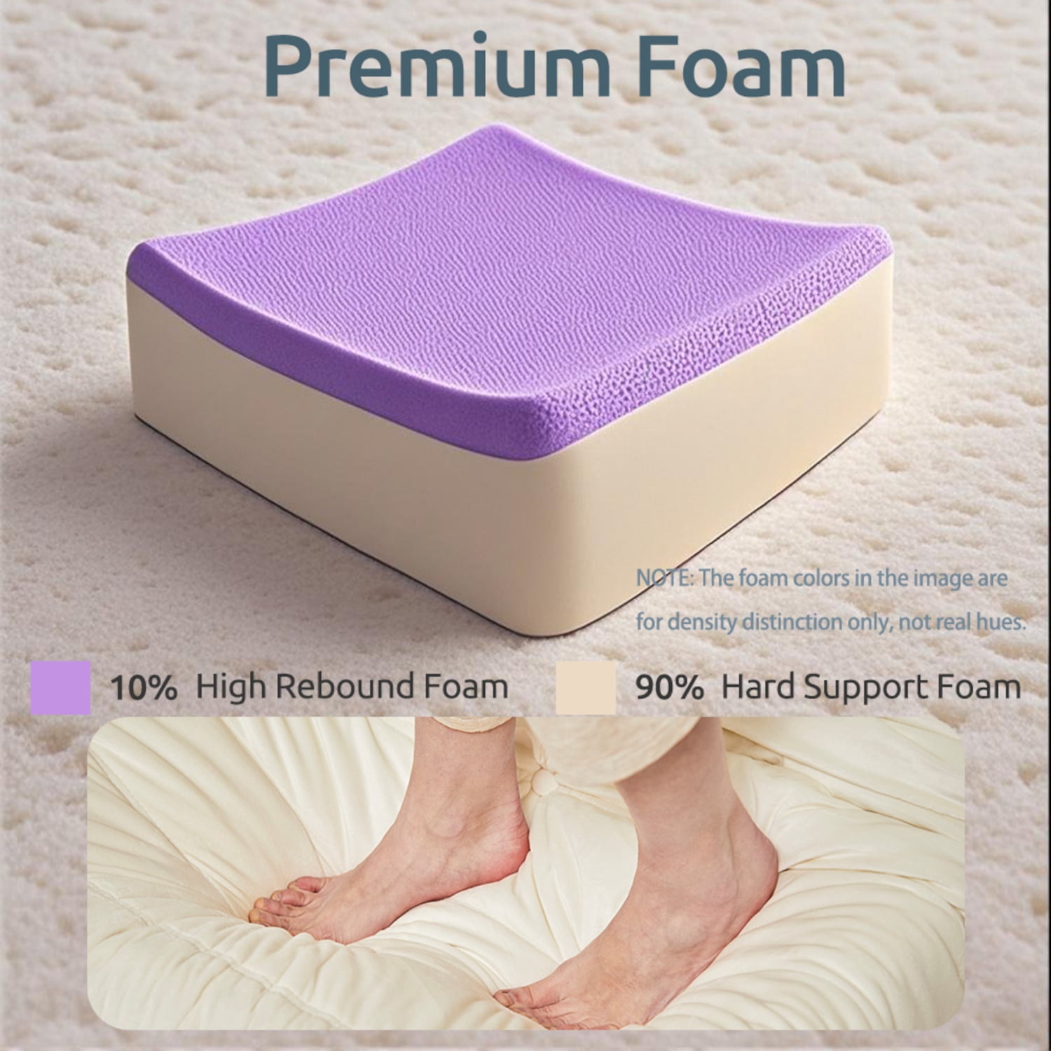 Alvantor Bean Bag Ottoman Footrest, Foam Filled Pouf, 35 x 29 x 13 in, Beige, No Assembly Needed