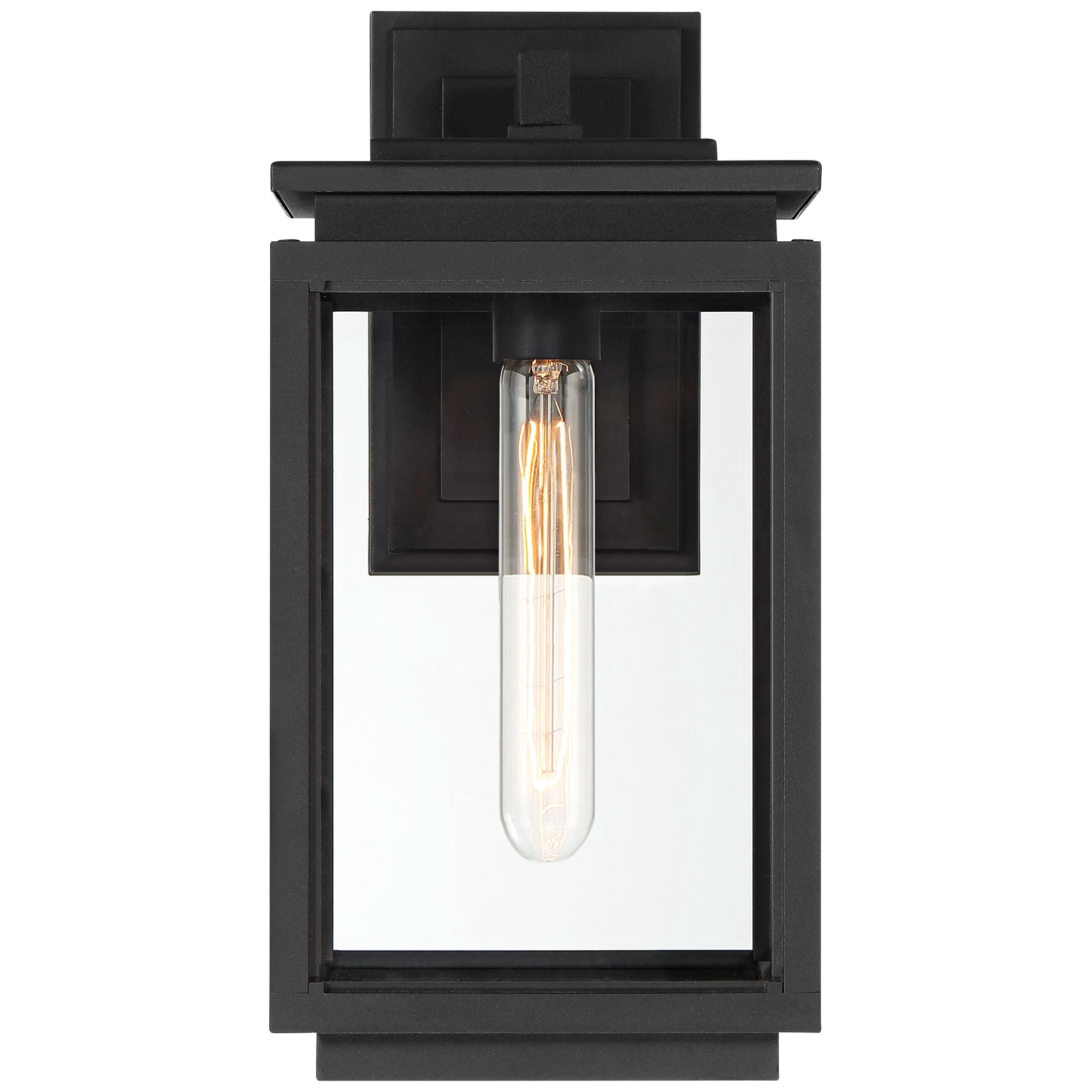 Possini Euro Design Atkins 14 1/4" High Modern Outdoor Wall Light Fixture Mount Porch Weatherproof Matte Black Die Cast Metal