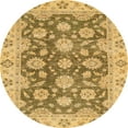 thumbnail image 1 of Ahgly Company Tapis d'Intérieur Ronds Abstraits Brun Foncé de Style Oriental, 5 Pieds Rond, 1 of 6
