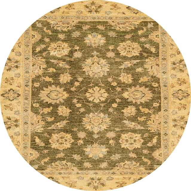 Ahgly Company Tapis d'Intérieur Ronds Abstraits Brun Foncé de Style Oriental, 5 Pieds Rond