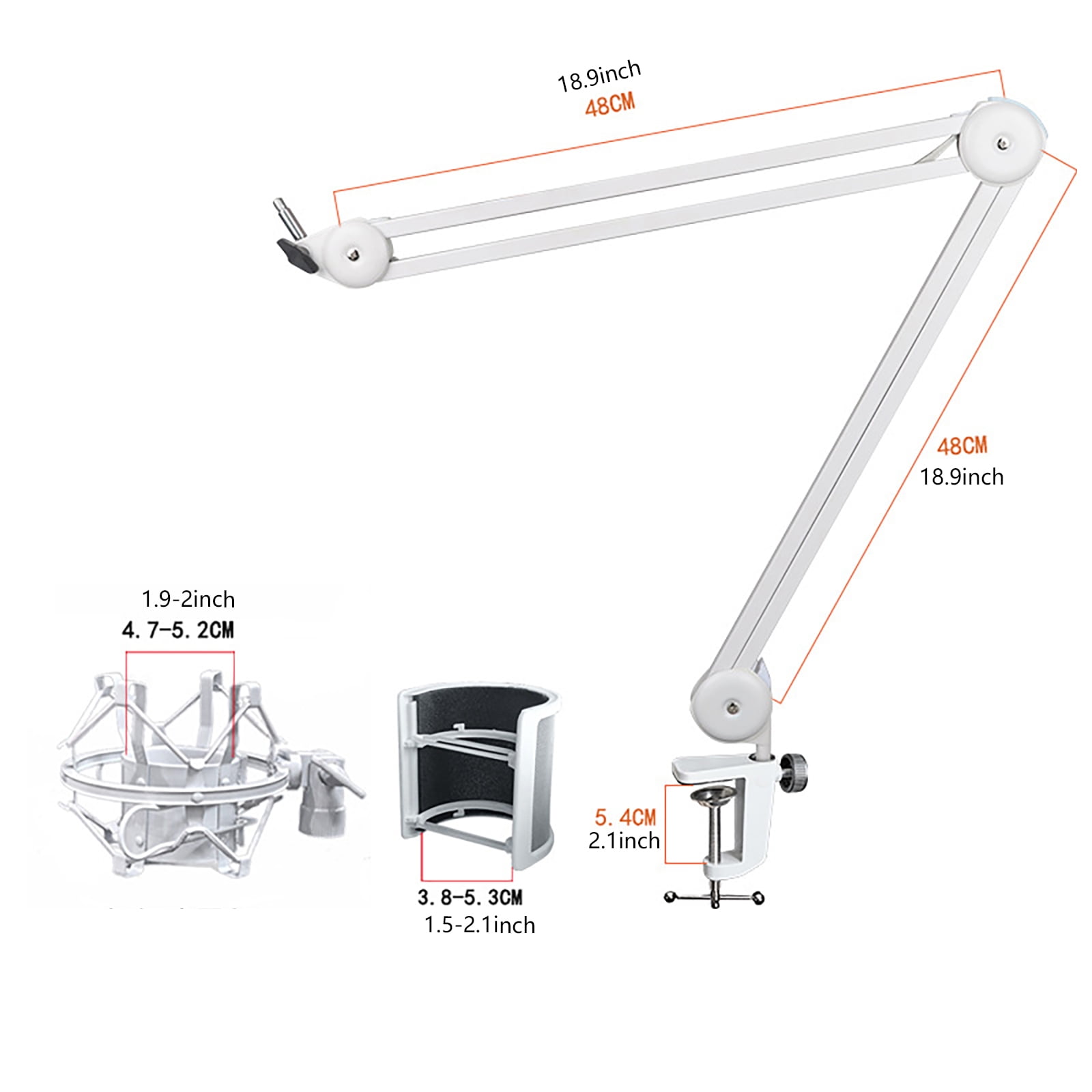 Foldable Mic Boom All Metal Microphone Arm Stand Holder with/without Shockproof Mount for Podcasters and Streamers