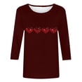thumbnail image 4 of Plebaso Chemises à Manches 3/4 pour Femmes, Hauts Amples avec Cœur Mignon, Blouses Décontractées à Col Rond Imprimées, 4 of 4