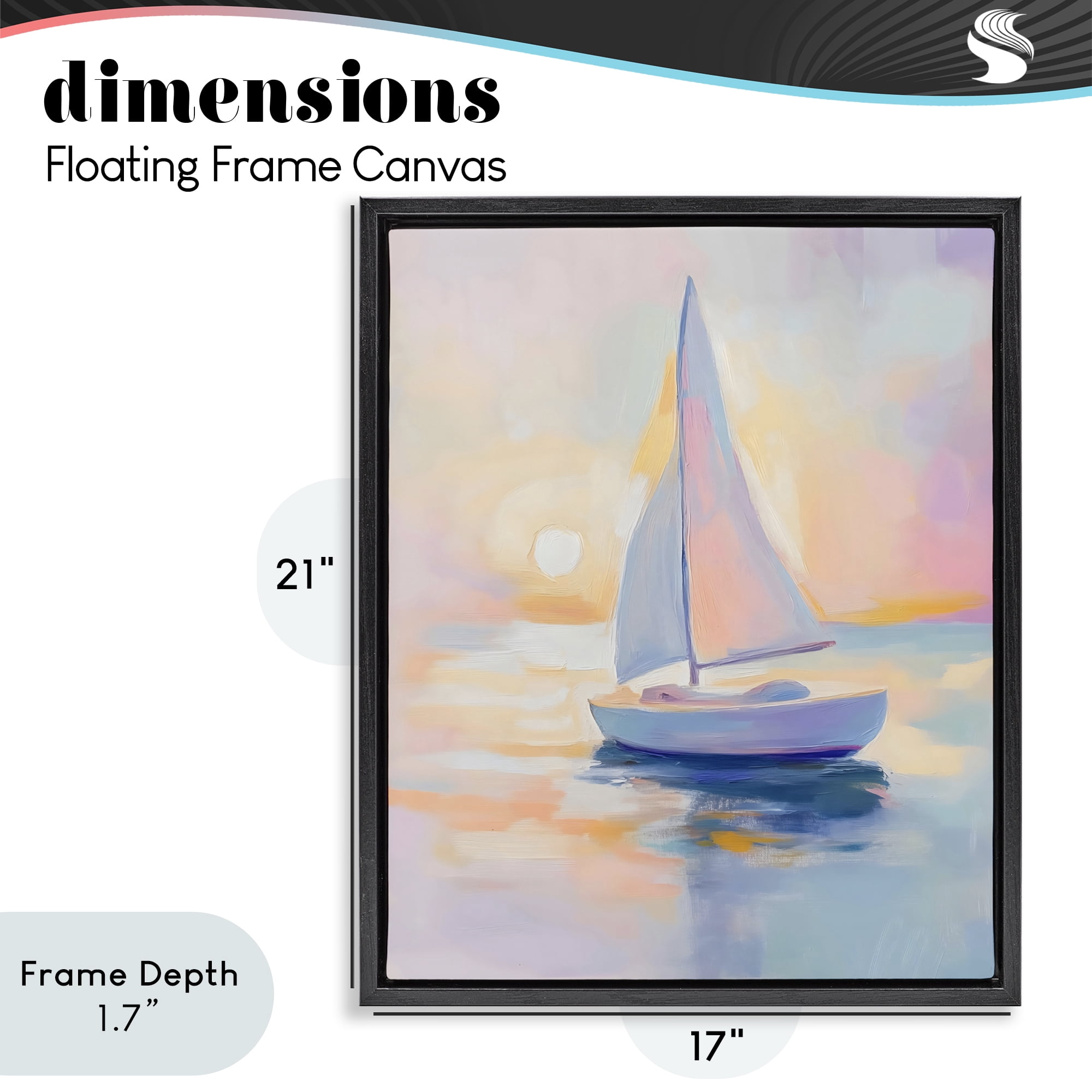 Stupell Industries Pastel Sailboat Toward Pink Horizon Black Framed Floater Canvas Wall Art, design by The Prints Vibe