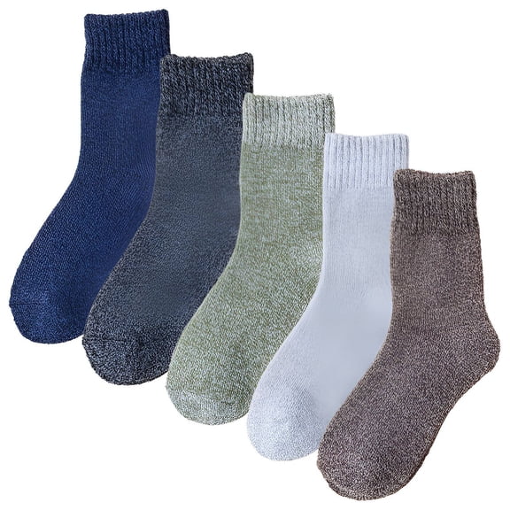 TELOLY 5Pairs Wool Socks Mens,Soft Touch Fabric Wool Socks Men,Breathable and Comfortable Fit Hiking Socks,Style1