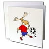 3dRose Funny Moose Playing Soccer or Football - Greeting Cards, 6 by 6-inches, set of 12