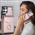 thumbnail image 6 of ELEHOLD for Samsung Galaxy S23 Ultra Luxury Wallet Case,Organ Card Holders RFID Blocking Function Built-in Metal Ring Stand Anti-Loss Wrist Lanyard Premium Leather Galaxy S23 Ultra Purse CoverRosegold, 6 of 10