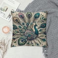 thumbnail image 2 of Orinice  Peacock Throw Pillow Cushion Cover, Peacock Illustration Exotic Wildlife Feather Ornament Vintage Oriental, Decorative Square Accent Pillow Case,  White, 2 of 5