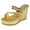 Gold, variant on Wedge Sandals for Women Platform Retro Pattern Leather Strappy Flip Flops Glitter Sequin Band Open Toe Slip on Heeled Slides Silver Size 6