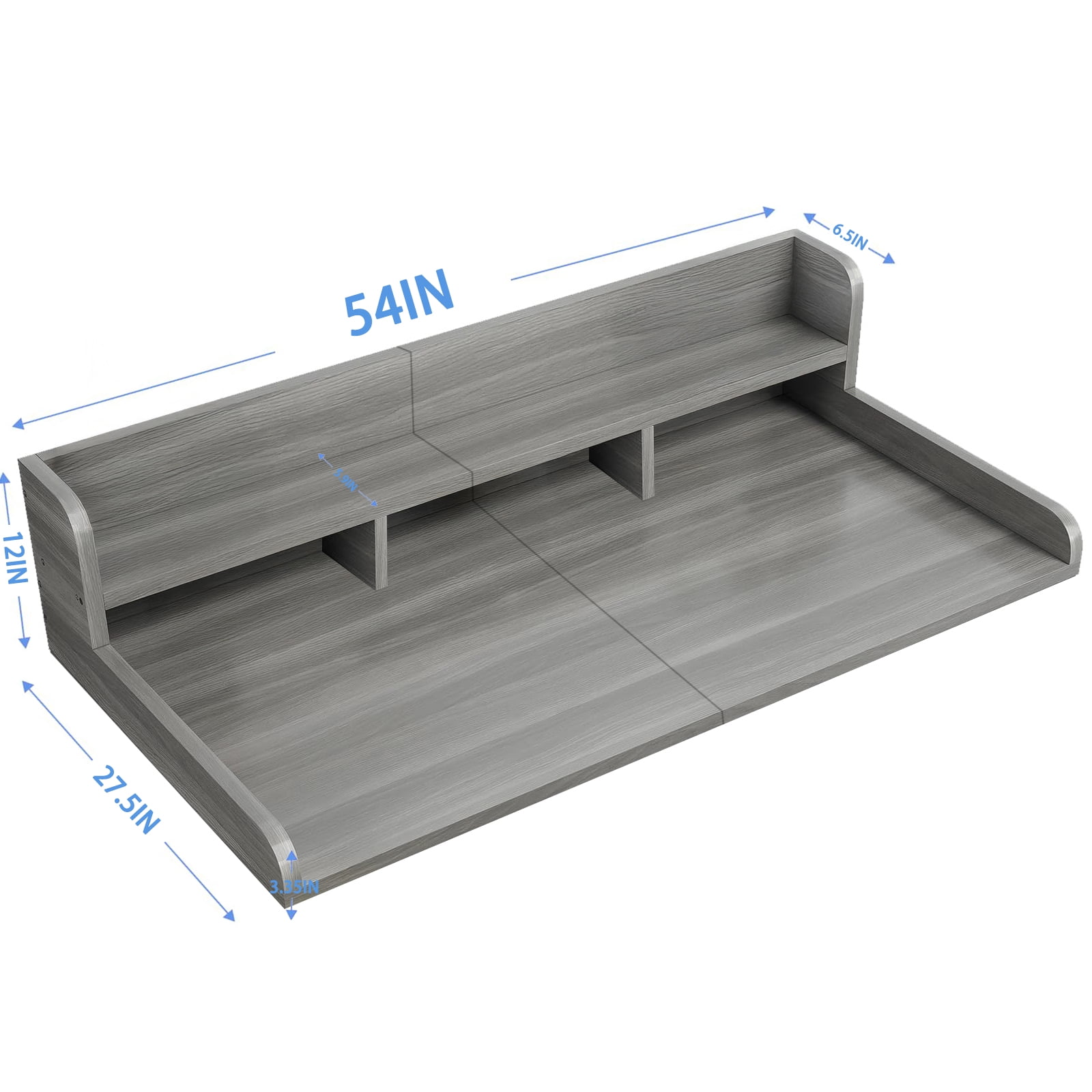 NEW Washer Dryer Countertop with Non-slip Pads, Laundry Wood Shelf Topper with Edge, 54" Width x 27.5" Depth Double Layer Organizer for Washer and Dryer Laundry Hamper Counter Storage (GREY STRIPE)