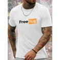 thumbnail image 1 of Hug Print Men's Round Crew Neck Short Sleeve Tee - Casual Comfy Lightweight Top for Summer, 1 of 5