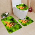 thumbnail image 1 of Juego de alfombras de baño ABPHQTO Flor de mariposa monarca 3 piezas, 1 of 2