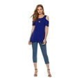 thumbnail image 2 of CEASIKERY Women's Casual Cold Shoulder Tunic Tops Loose Blouse Short Sleeve Shirts, 2 of 5