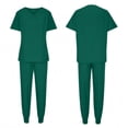 thumbnail image 3 of TaTaai Women's Scrub Set Short Sleeve Round Neck Top with Pockets and Matching Pants Solid Color Nurse Workwear Uniform for Hospital Clinic Daily Gift, 3 of 5