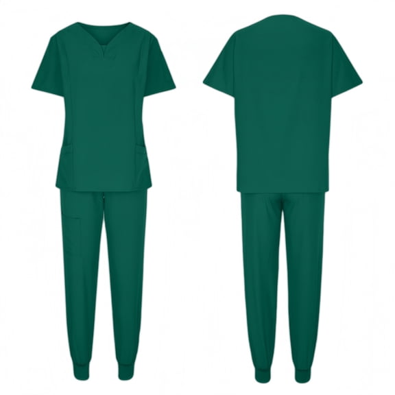 2 Piece Outfits Summer,Scrubs for Women Set V Neck Scrubs Top Eelastic Waisted Jogger Scrub Pants Medical Nursing Uniforms with Pocket
