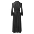 thumbnail image 3 of Aayomet Dressy Jumpsuits for Women Women Waist High Long Sleeve Sense Green Deep V Neck Light French Long Big Swing Dress,Black XL, 3 of 4