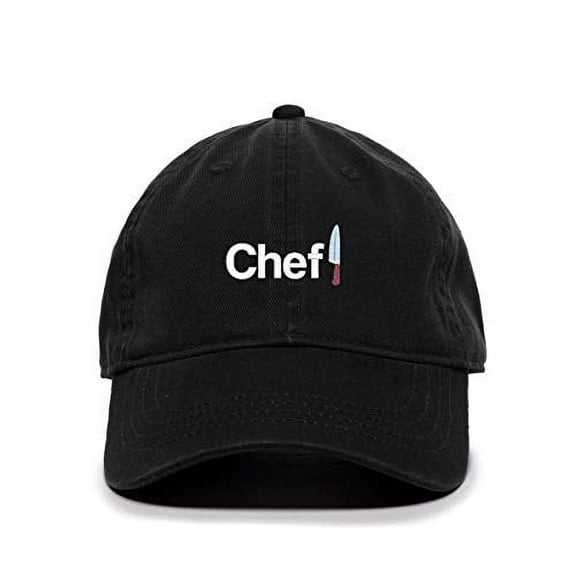 Chef with Knife Baseball Cap Embroidered Cotton Adjustable Dad Hat Black