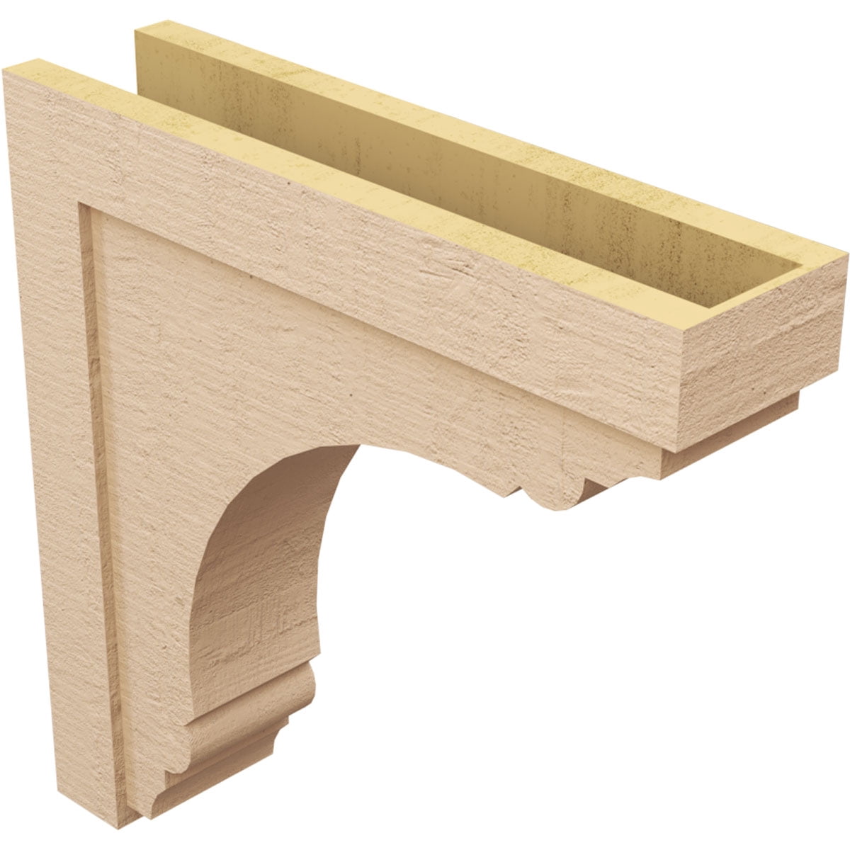7"W x 28"D x 28"H Thin Warren Rough Cedar Woodgrain TimberThane Corbel, Primed Tan