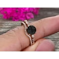thumbnail image 3 of 2 Carat Black Diamond Moissanite 10k Rose Gold Wedding Set Bridal Ring Art Deco Halo Stacking Matching Band Round Cut Gemstone Astonishing Looking Anniversary Gift, 3 of 5