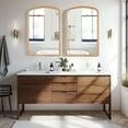 thumbnail image 3 of WallBeyond Rustic Farmhouse Wooden Arched Wall Mirror for Bathroom, Wall Decor, 20" × 30", Natural Wood, 3 of 8