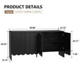thumbnail image 3 of YOCWO Black Sideboards and Buffets, Wave Panel Buffet Storage Cabinet with 4 Doors and Adjustable Shelf for Kitchen Living Room Entryway, 3 of 8