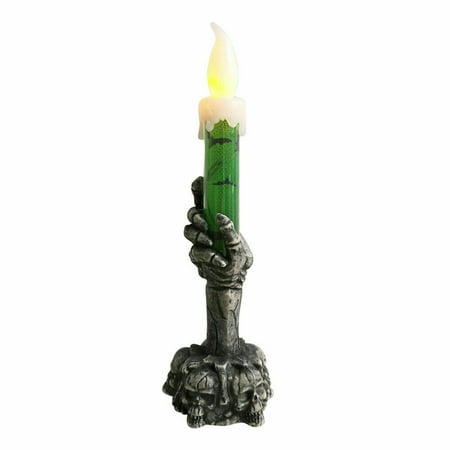 

1Pc Halloween Skeleton Candlestick Ghost Festival Horror Decoration Props Led Electronic Candle Light Pumpkin Light Skull Indoor Outdoor Haunted House Night Light Decor Battery Powered（Green 1Arm）