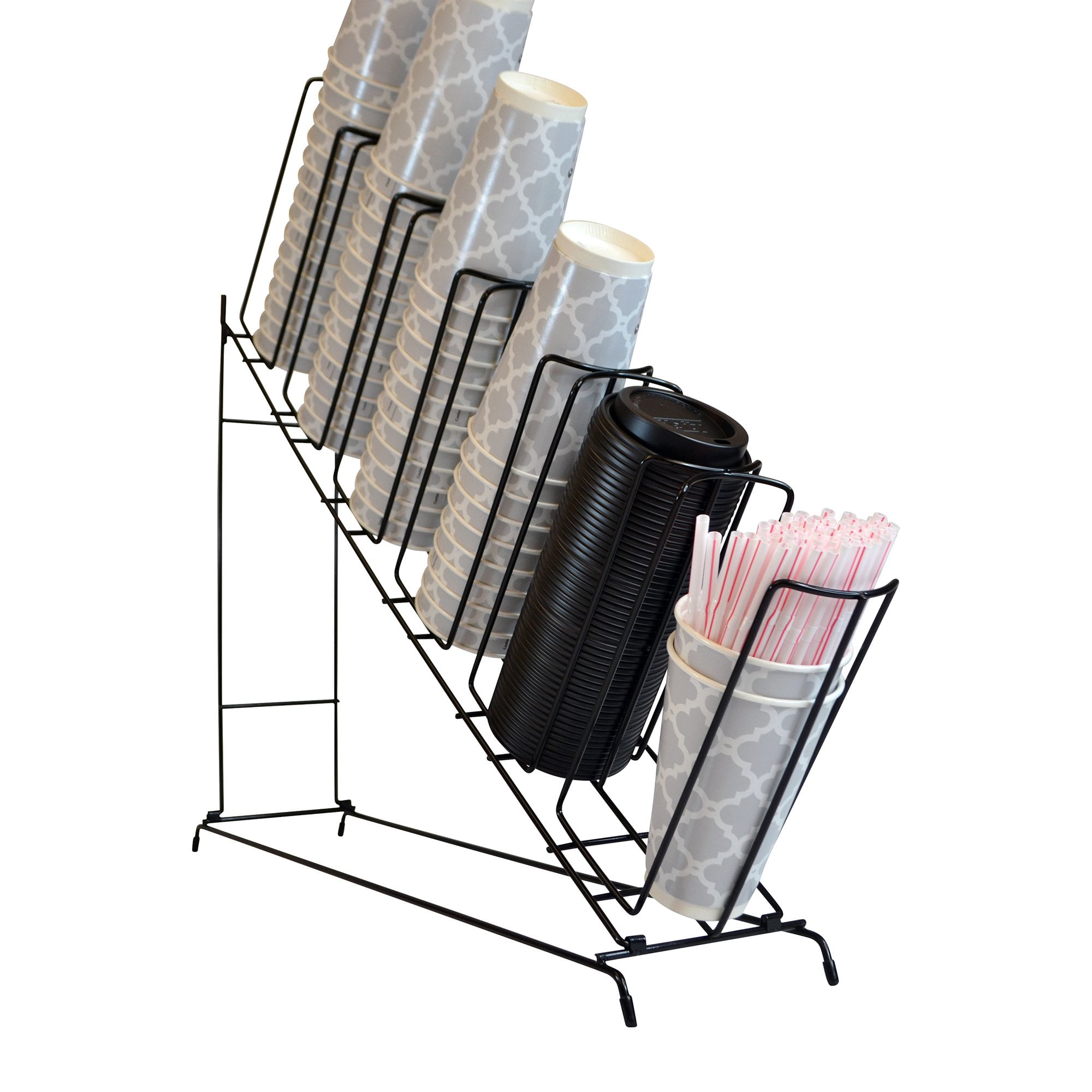 Black Slanted 6 Section Cup and Lid Holder, Organizer for Cups, Lids