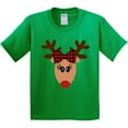 thumbnail image 3 of Inktastic Cute Girl Reindeer with Buffalo Plaid Bow Youth T-Shirt, 3 of 5
