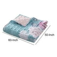 thumbnail image 4 of Benjara 50 x 60" Microfiber Throw Blanket- Floral Print- Blue/Pink- White, 4 of 4