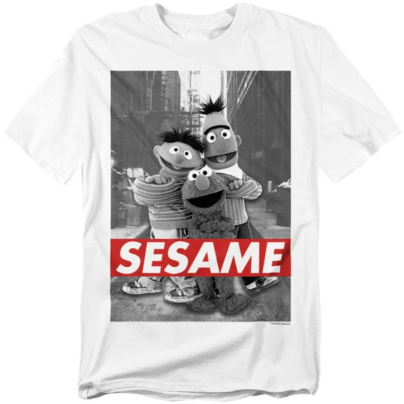 Sesame Street Black and White Sesame Portrait Unisex Adult T Shirt (Small) White