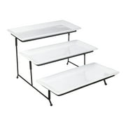 Gibson USA Elite Gracious Dining 3 Tier Serving Plate Set with Metal Stand in White