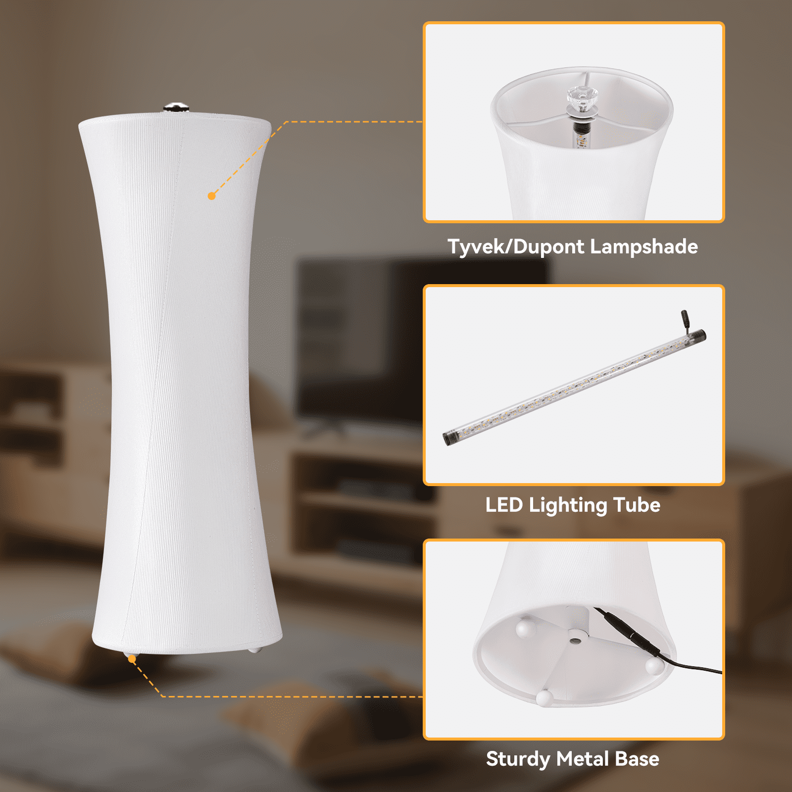 SUNMORY Table Lamps, Set of 2 Dimmable Desk Lamp with 10 Brightnesss Adjustable & 3 Color Temperatures, Warmer Lamp With Tyvek Paper Fabric Lamp Shade Small Lamp for Reading Nursing Night Light White