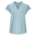 thumbnail image 5 of SELONE Womens Tops Dressy Casual Plus Size Short Sleeve Tops Blouses Regular Fit T Shirts Pullover Tees Tops Solid T-Shirts V Neck Tops Casual Blouses Easy Care Soft Breathable Pullover Light Blue M, 5 of 9