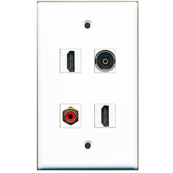 RiteAV - 2 Port HDMI 1 Port RCA Red 1 Port Toslink Wall Plate