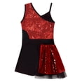 thumbnail image 4 of Rswnyirn Robe de Danse Jazz Latine à Sequins Brillants pour Filles Justaucorps Salsa Samba Rumba Danse Rouge 14, 4 of 5