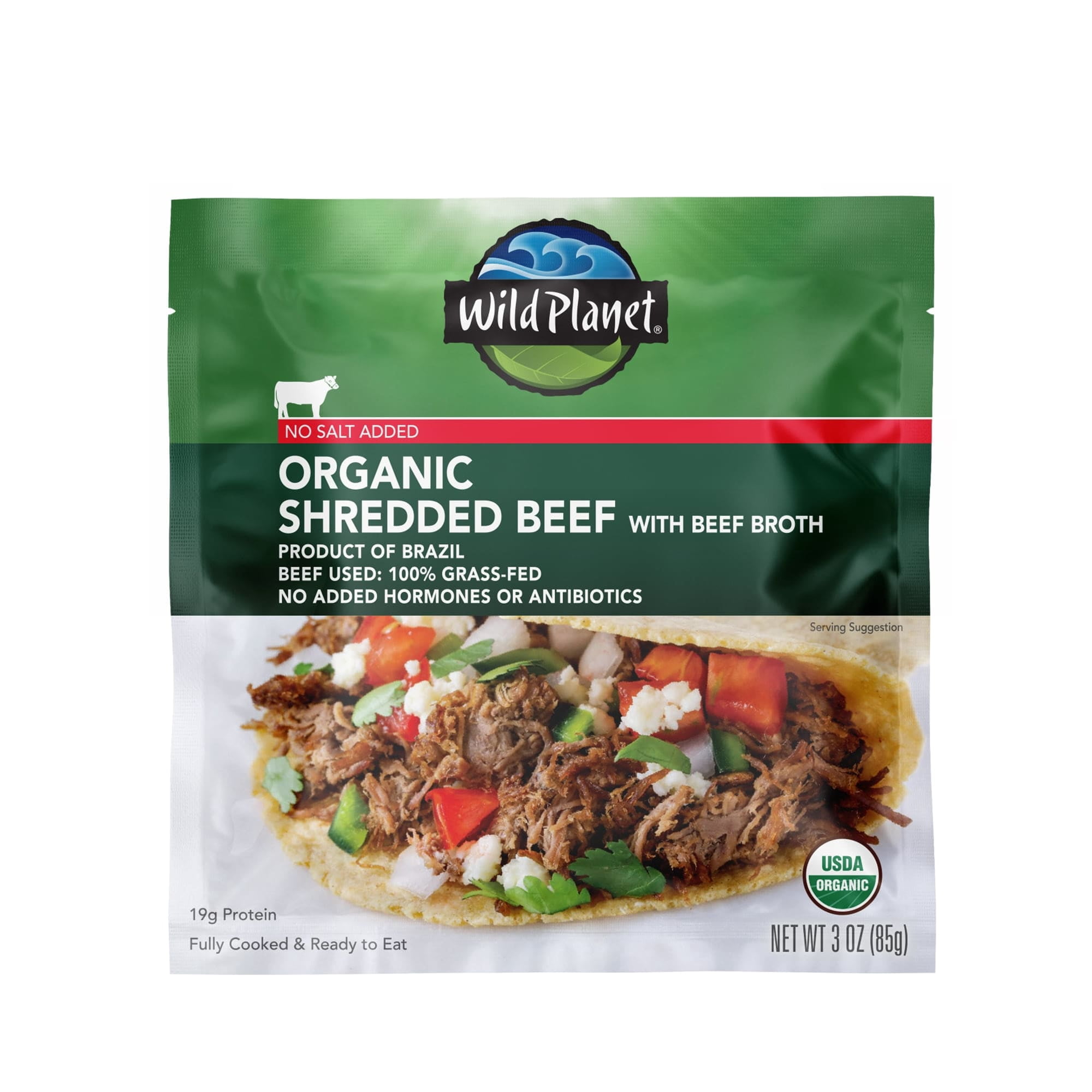 (2 pack) Wild Planet Organic Shredded Beef, 100% Grass-Fed, 3 oz Pouch