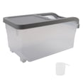 thumbnail image 2 of Kitchen Food Container, Transparent 10kg Rice Storage Box Slide Cover Bottom Pulley With Measuring Cup For Restaurant Grey, 2 of 8