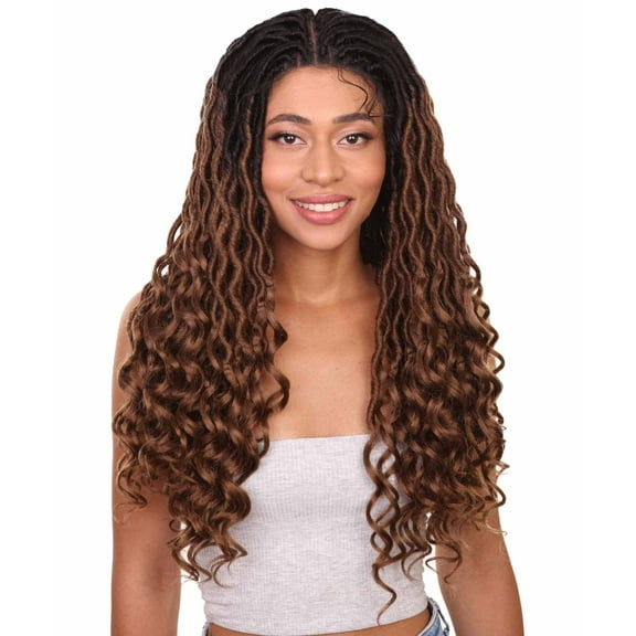 LUXLUXE Tied Lace Braid Wig, Heat Resistant Fiber, Bronze