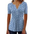 thumbnail image 3 of Dot Manga Corta Tops para las Mujeres 2024 Primavera Botón Blusas Sueltas Camisas Casuales V-Cuello Impreso Camisetas, 3 of 5
