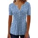 thumbnail image 3 of Dot Manga Corta Tops para las Mujeres 2024 Primavera Botón Blusas Sueltas Camisas Casuales V-Cuello Impreso Camisetas, 3 of 5