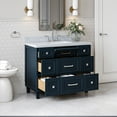thumbnail image 3 of Ariel Monroe 43 Inch Single Rectangular Sink Bathroom Vanity With Italian Carrara Marble Countertop 1.5 inch Edge In Midnight Blue, 3 of 7
