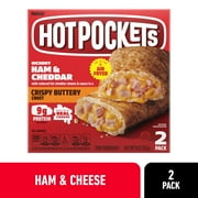 Hot Pockets Frozen Snacks, Hickory Ham and Cheddar Cheese, 2 Sandwiches, 9 oz (Frozen)